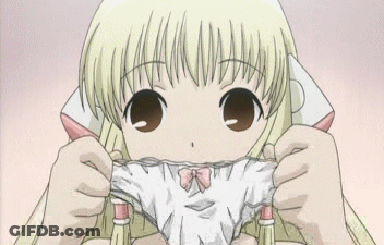 Cartoon Girl Covering Face With Underwear GIF