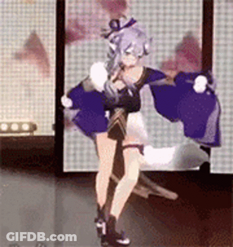 Cartoon Girl Dancing By Window GIF