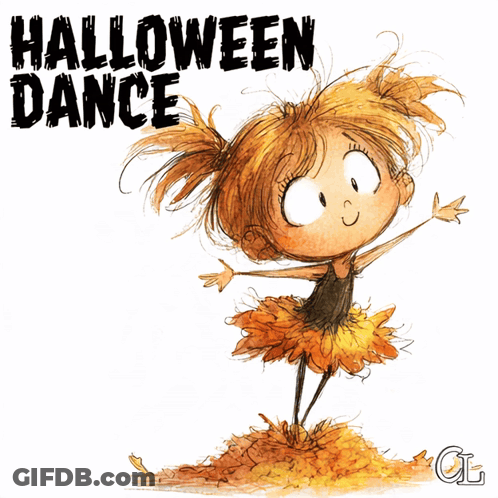Cartoon Girl Dancing Halloween Dance GIF