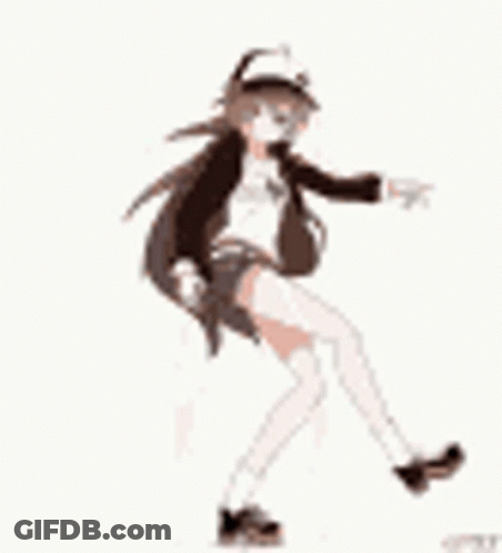 Cartoon Girl Dancing In Hat GIF