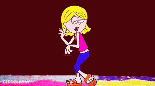 Cartoon Girl Dancing On Stage With Bow And Earrings GIF