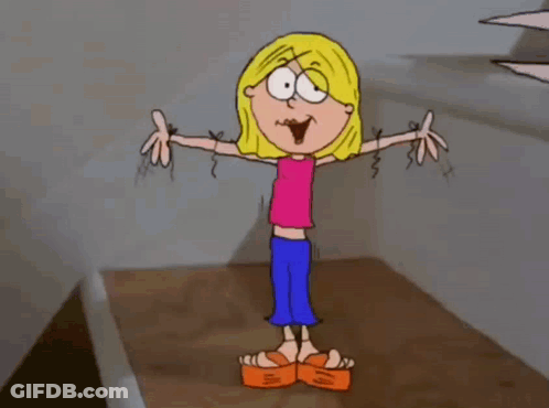 Cartoon Girl Dancing On Stairs GIF