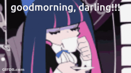 Cartoon Girl Drinking Coffee Saying Good Morning Darling GIF