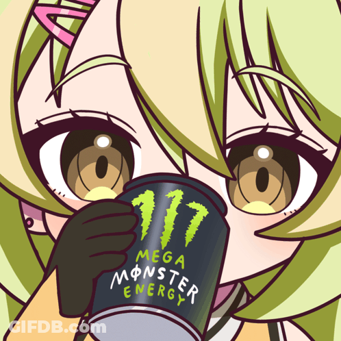 Cartoon Girl Drinking Energy Drink GIF