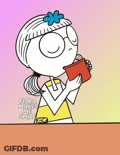 Cartoon Girl Drinking Red Cup Flora Makes Me Smile GIF