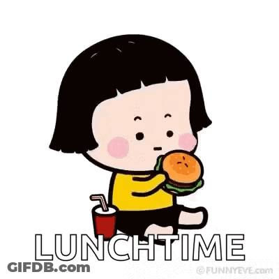Cartoon Girl Eating Hamburger With Drink GIF