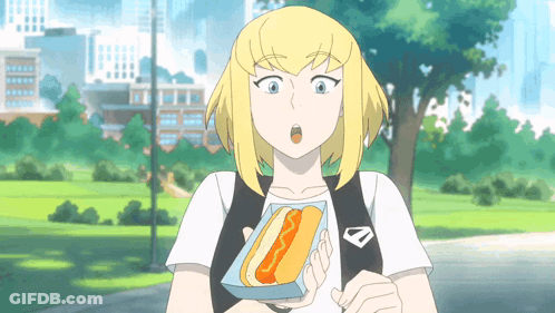 Cartoon Girl Eating Hot Dog GIF