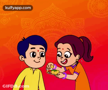 Cartoon Girl Feeding Boy Plate Of Food GIF