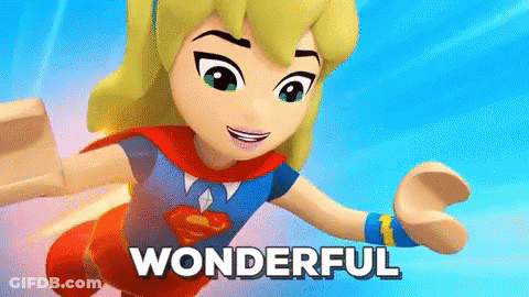 Cartoon Girl Flying Saying Wonderful GIF