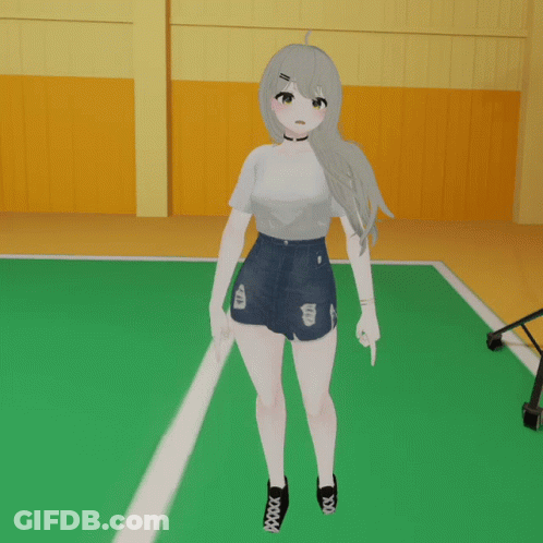 Cartoon Girl Giving Thumbs Up On Basketball Court GIF