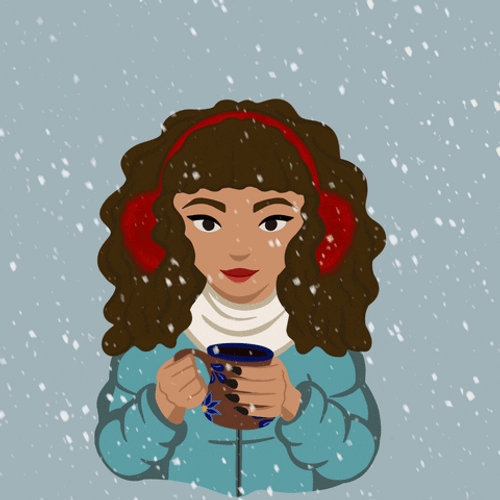 Cartoon Girl Good Morning Winter Coffee GIF