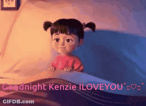 Cartoon Girl Goodnight Kenzie I Love You GIF