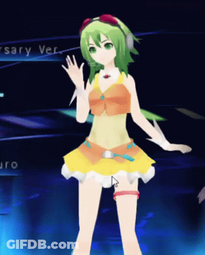 Cartoon Girl Green Hair Headphones Dancing GIF