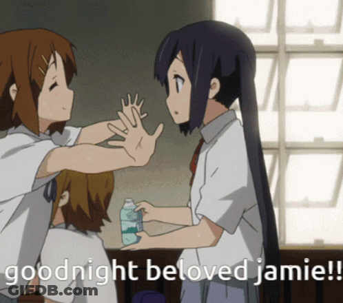 Cartoon Girl High Five Saying Goodnight Beloved Jamie GIF