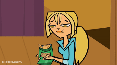 Cartoon Girl Holding Bag Of Chips GIF