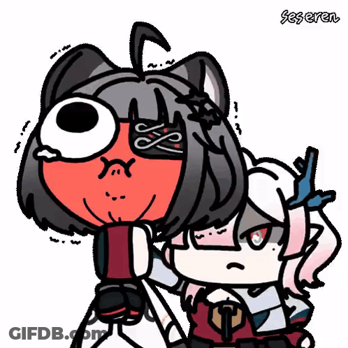 Cartoon Girl Holding Balloon Next To Cat GIF