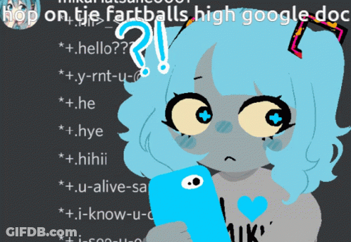 Cartoon Girl Holding Cell Phone Saying Hop On The Fartballs High Google Doc GIF