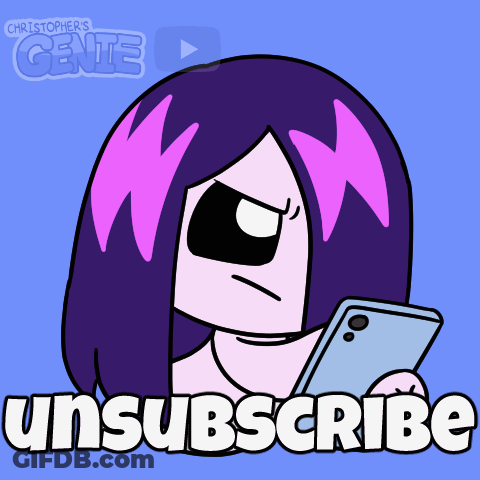 Cartoon Girl Holding Cell Phone With Unsubscribe GIF
