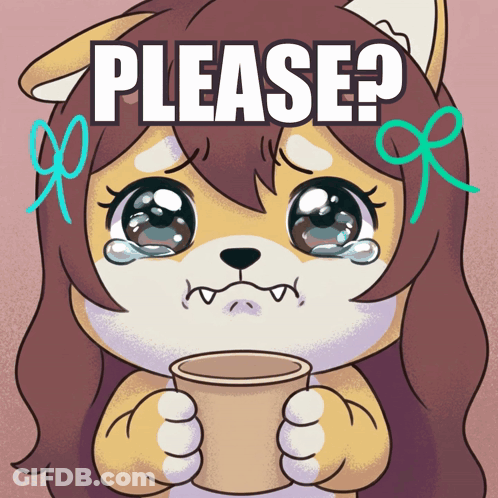 Cartoon Girl Holding Cup Saying Please GIF