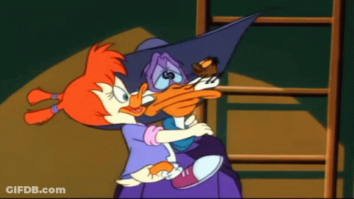Cartoon Girl Holding Duck GIF