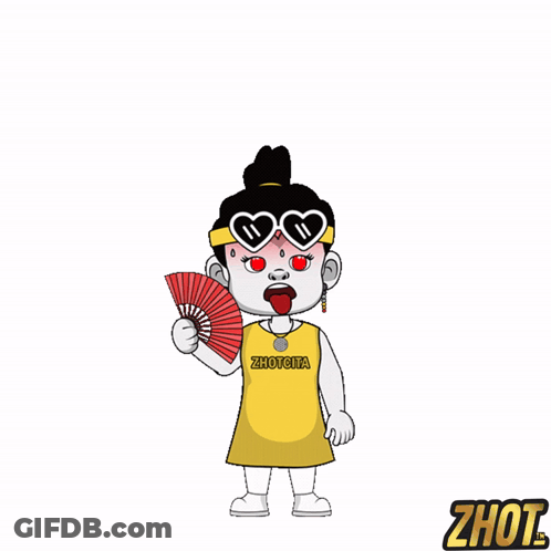 Cartoon Girl Holding Fan Picante Spicy GIF