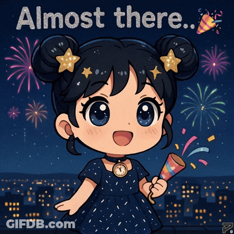 Cartoon Girl Holding Firework Display Almost There GIF