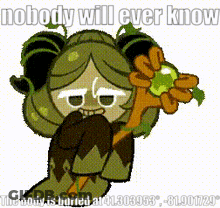 Cartoon Girl Holding Green Apple Nobody Will Ever Know GIF