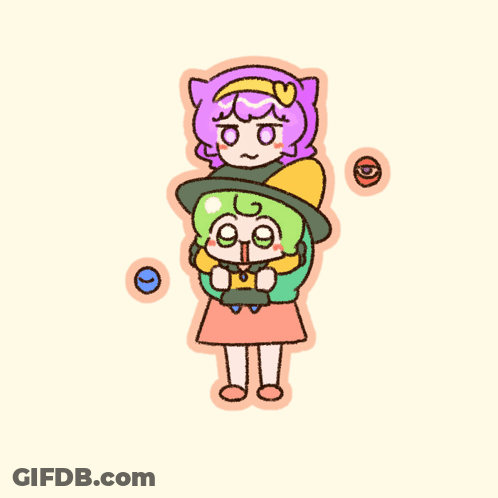 Cartoon Girl Holding Green Frog GIF