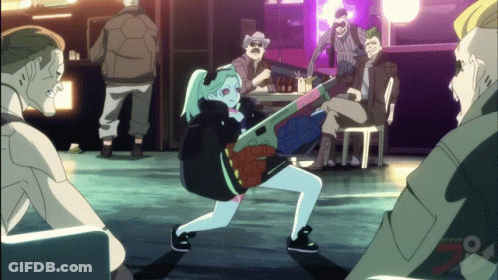 Cartoon Girl Holding Gun In Room GIF