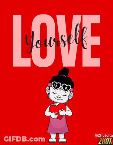 Cartoon Girl Holding Heart Saying Love GIF