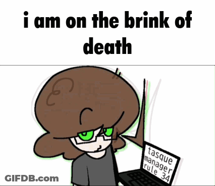 Cartoon Girl Holding Hula Hoop Saying I Am On The Brink Of Death GIF