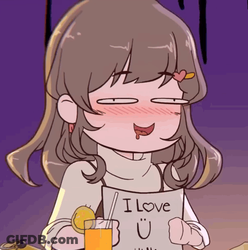 Cartoon Girl Holding I Love You Sign GIF