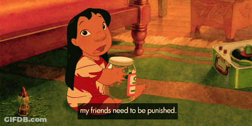 Cartoon Girl Holding Jar Saying My Friends Need To Be Punished GIF
