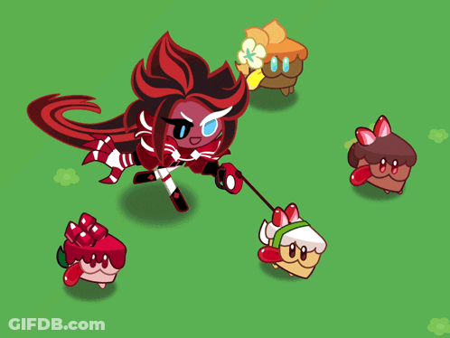 Cartoon Girl Holding Leash With Cupcakes GIF
