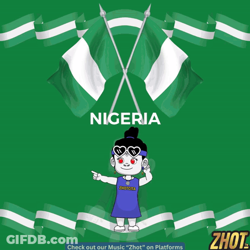 Cartoon Girl Holding Microphone With Nigeria GIF
