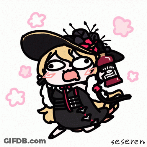 Cartoon Girl Holding Oil Bottle GIF