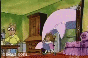 Cartoon Girl Holding Pillow GIF