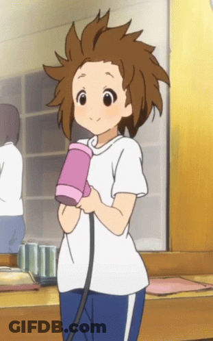 Cartoon Girl Holding Pink Hair Dryer GIF