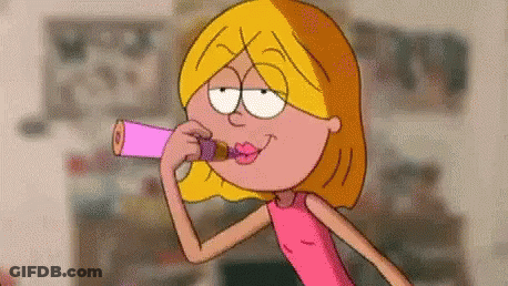 Cartoon Girl Holding Pink Object GIF