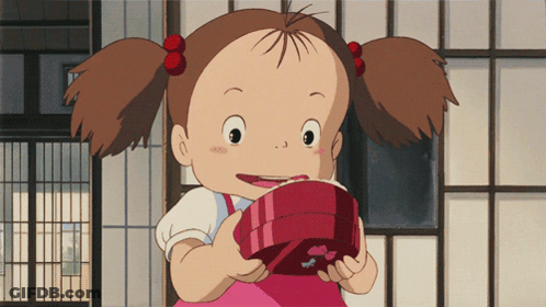 Cartoon Girl Holding Red Box With Heart GIF