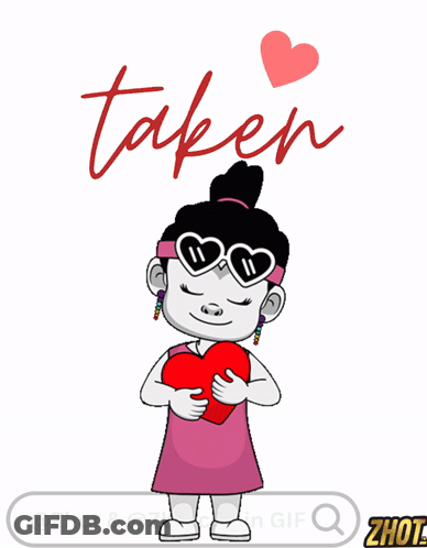 Cartoon Girl Holding Red Heart Taken GIF