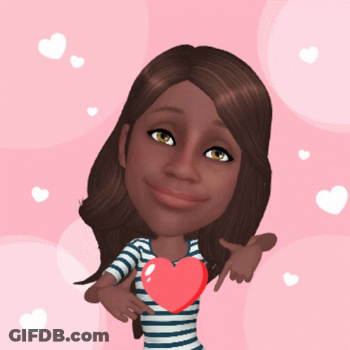 Cartoon Girl Holding Red Heart To Chest GIF