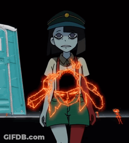 Cartoon Girl Holding Red Object GIF