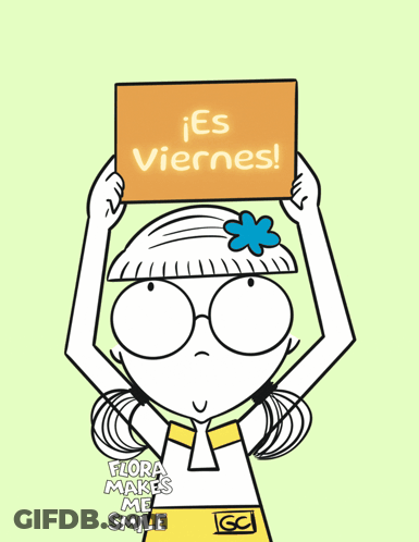 Cartoon Girl Holding Sign Es Viernes GIF