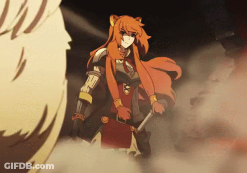 Cartoon Girl Holding Sword In Foggy Area GIF