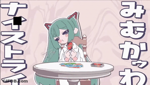 Cartoon Girl Holding UNO Card GIF