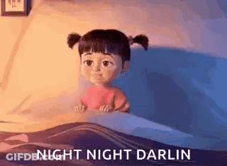 Cartoon Girl In Bed Says Night Night Darlin GIF