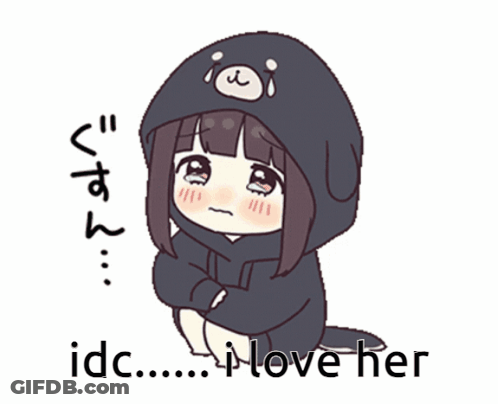 Cartoon Girl In Black Hoodie With Dog GIF