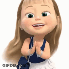 Cartoon Girl In Blue Tank Top And White Skirt Holding Purse GIF