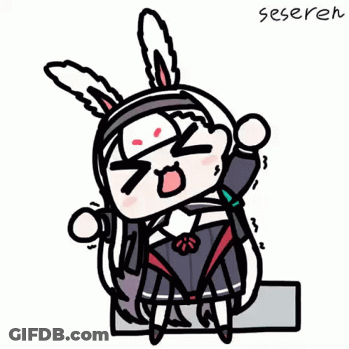 Cartoon Girl In Bunny Ears And Rabbit Hat GIF